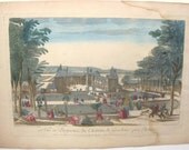 Basset VUE ET PERSPECTIVE Chateau de Grosbois Paris 1700s Optical Antique Print
