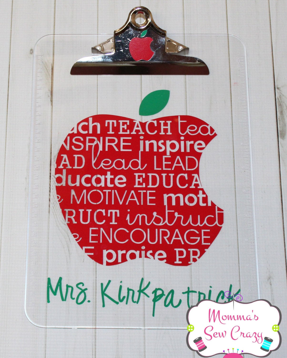 Personalized Apple Clipboard Teacher by MommasSewCrazy on Etsy