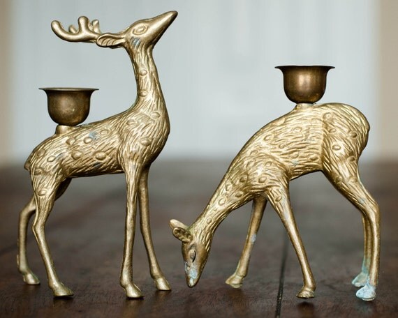 Vintage Brass Deer Candle Holders Candlestick By Windstonevintage 7213