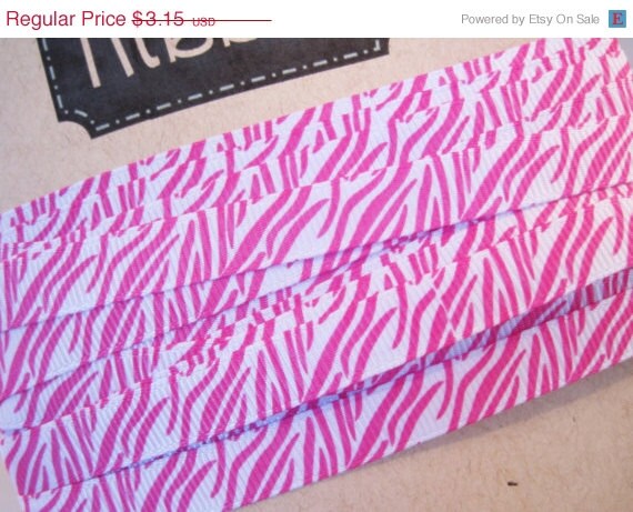 ON SALE 5 yards of pink and white zebra printed 3/8" Grosgrain Ribbon Il_570xn