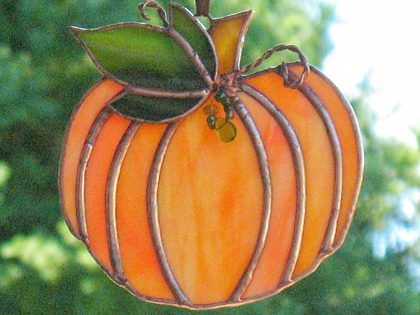 Pumpkin suncatcher stained glass halloween decoration