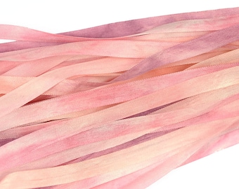 100% Pure Silk Ribbon 7mm Pink Embroidery Hand Dyed - Baby Pink 3 mtr