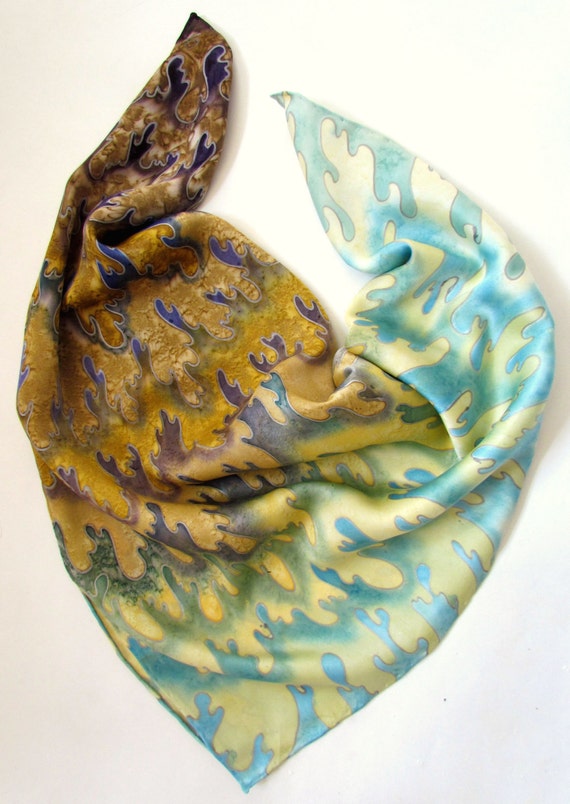 Silk scarf.hand painted scarves Batik Hand by OlgaPastukhovaArt