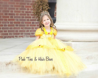 Items similar to Girls Yellow Princess Tutu Fancy Dress, Custom made in ...