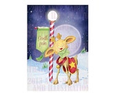 80% OFF Printable Christmas cards DIY instant download - Rudy's delivering a letter to Santa AMB-607 Il_170x135