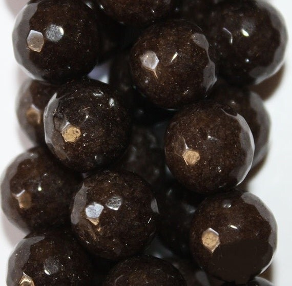 10 mm Faceted Dark Chocolate Quartz Round 10 mm by Ninasupplies