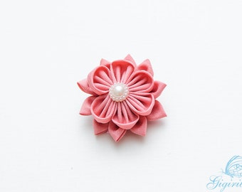 flower hair clip - pink flower alligator clip