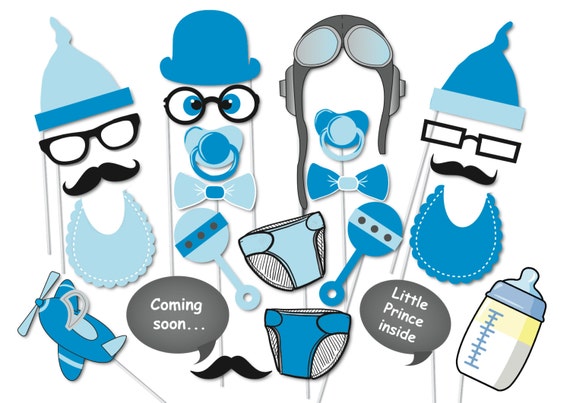 Boy Baby Shower Photobooth Party Props Set 24 Piece