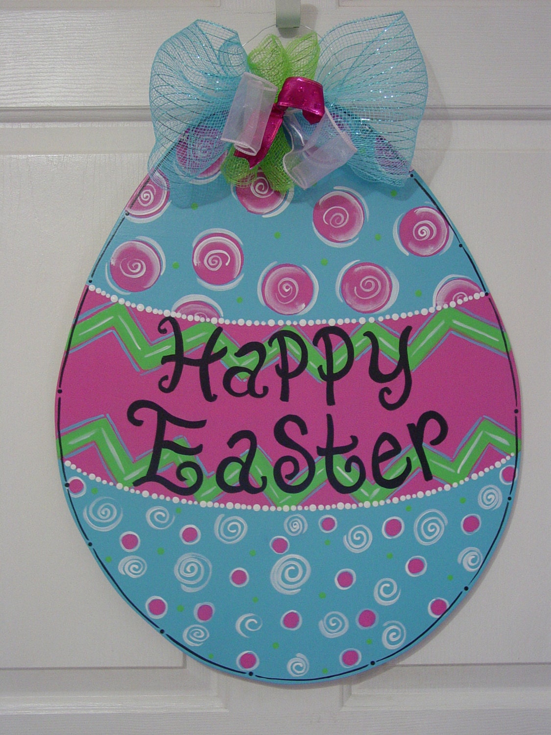 Easter Egg Wood Door Hanger Happy Easter Spring Decor