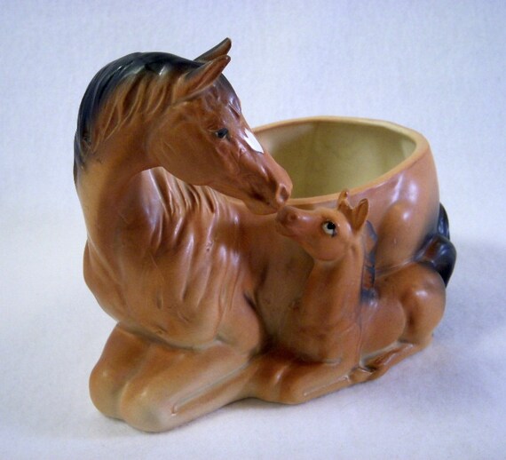 Lefton Horse Planter Mare And Foal Horse Planter