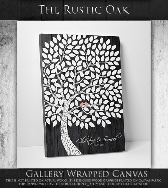Wedding Guest Book Alternative - The Dream Oak - A Victoria Rossi Design - 100-300 Guest Sign In - Canvas or Print - 20x30 Inches by WeddingTreePrints