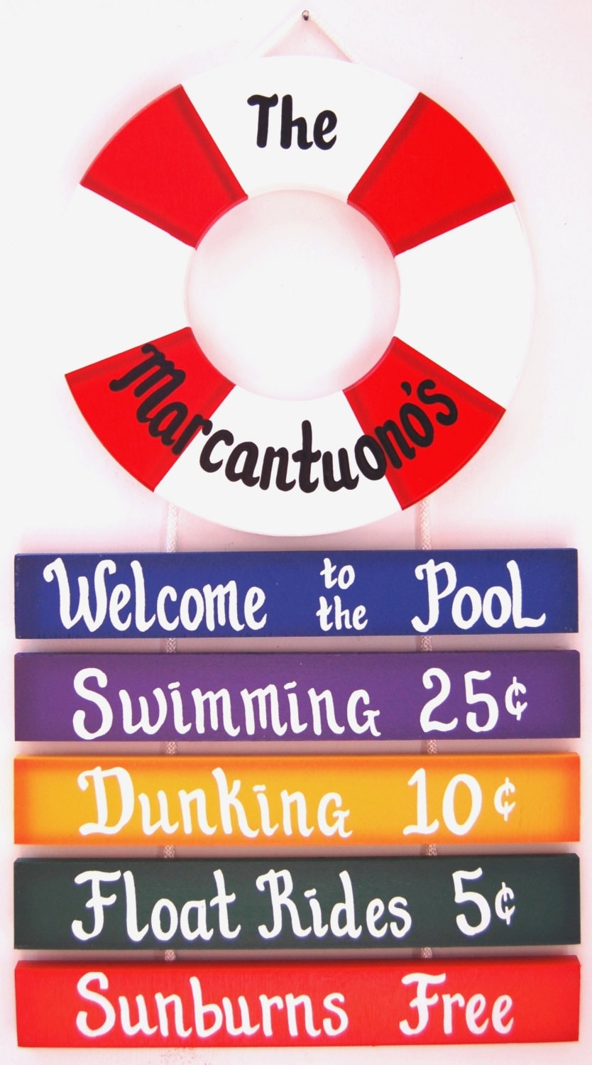 PERSONALIZED Outdoor Pool Sign to the Pool Rope Sign