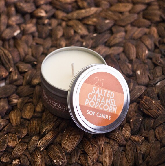 Salted Caramel Popcorn Soy Candle Strongly by TheFlyingFarm