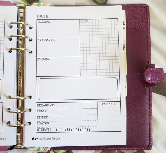 A5 Filofax Size Daily Life Printable Page