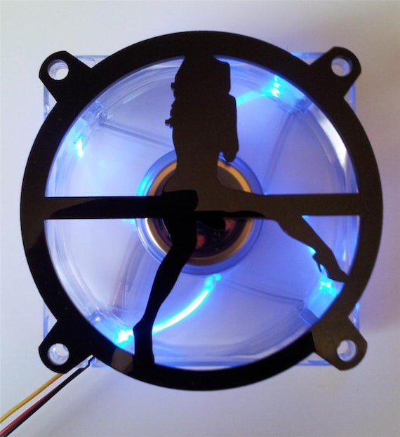 Custom BOND GIRL Computer pc Fan Grill Gloss Black Acrylic