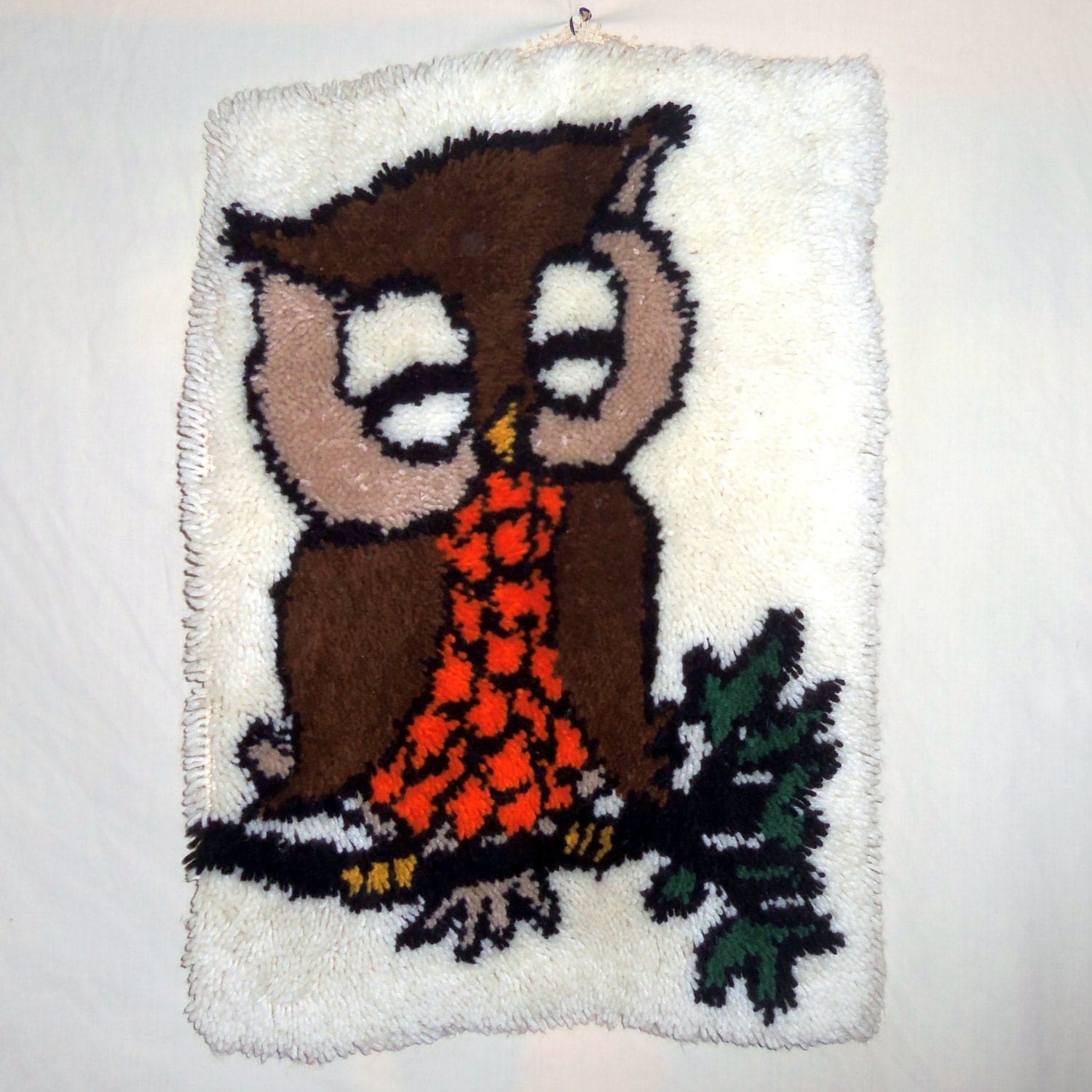 Vintage Owl Yarn Rug Latch Hook by TheJunkinSailor on Etsy