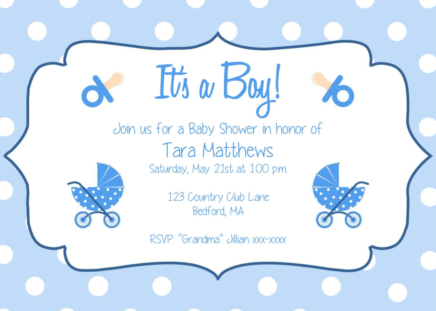 Boy Baby Shower Party Invitation Template It's a