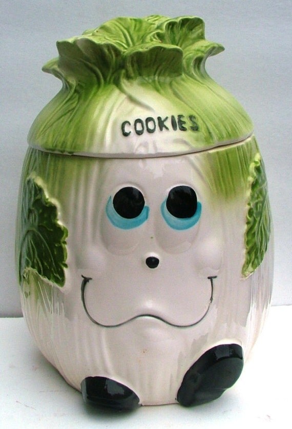 Items similar to Vintage So Cute Lettuces Cookie Jar, Starring Mr