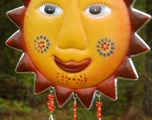 Windchime Tin sun with glass beads. - il_214x170.644122787_omf5