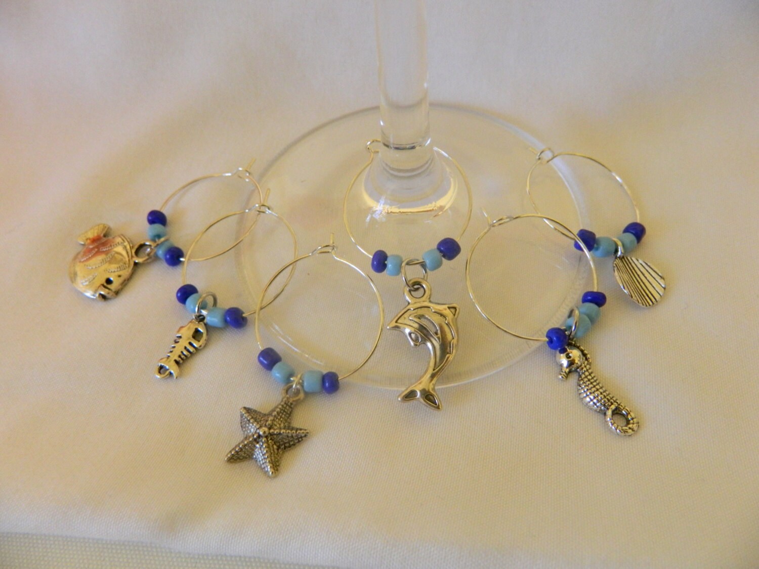 CLEARANCE ON SALE Refreshing Tropical Themed Wine Glass Charms with