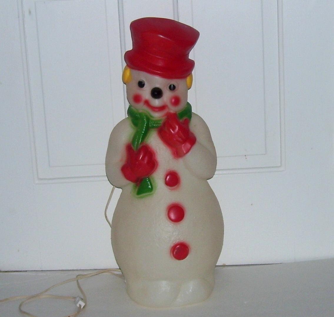 1973 Christmas Snowman Blow Mold Light Up Decoration