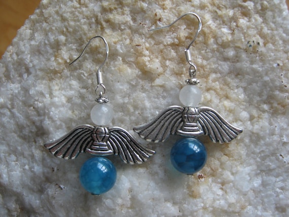 Handmade Silver Guardian Angel Earrings with by IreneDesign2011