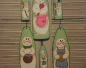 PATTERN for Whimsical Working Snow Women Ornaments Christmas Tags OFG FAAP House Cleaners Broom DecoArt Acrylics Snowman