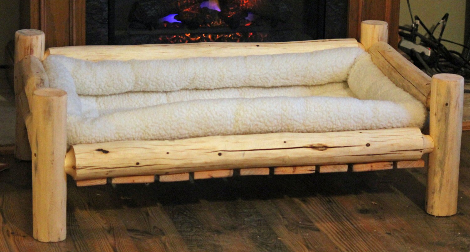 Large Handmade Rustic Log Pet Bed by on Etsy