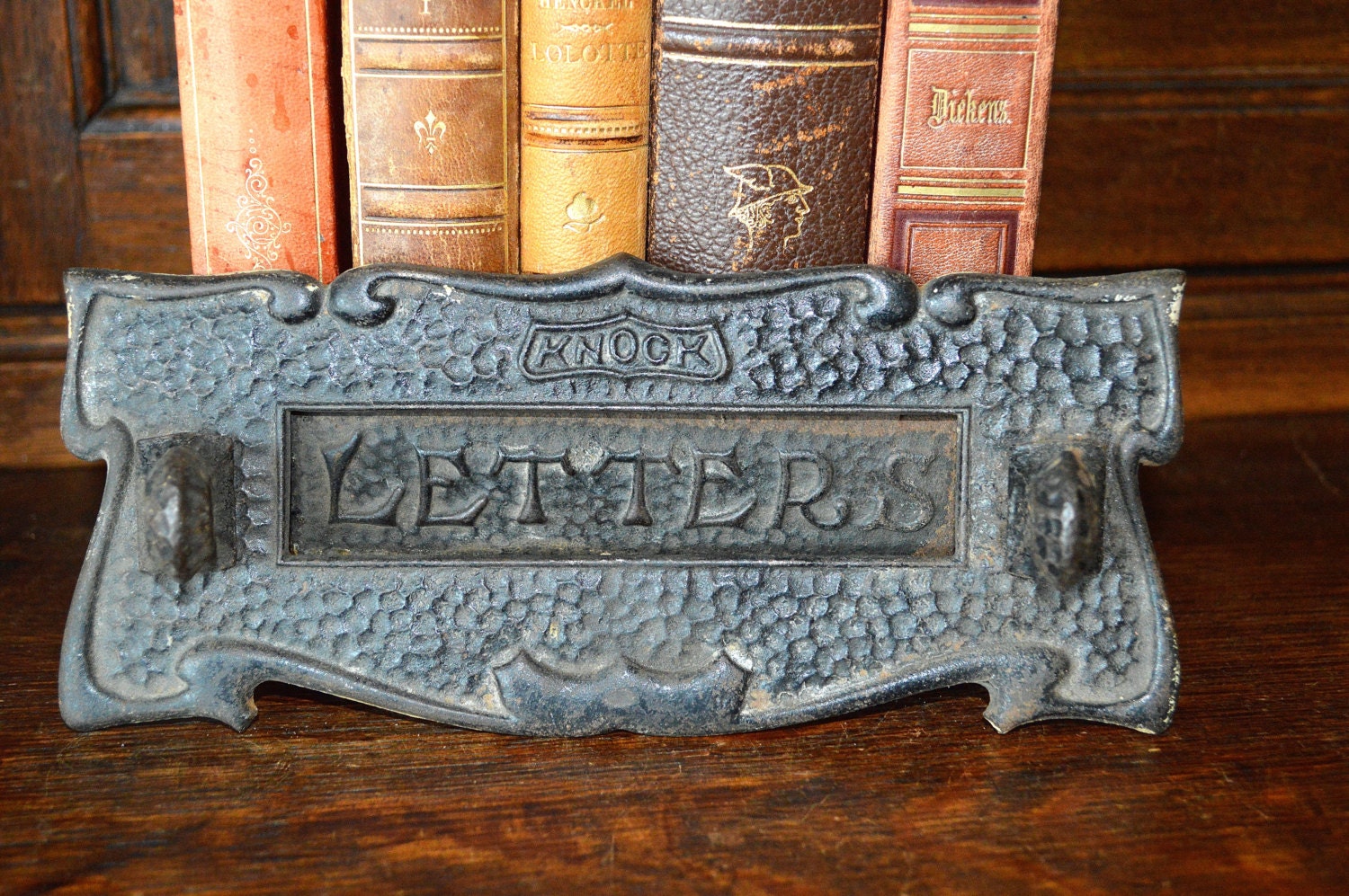 Antique English Cast Iron Letter Box Hardware by VintageFleaFinds