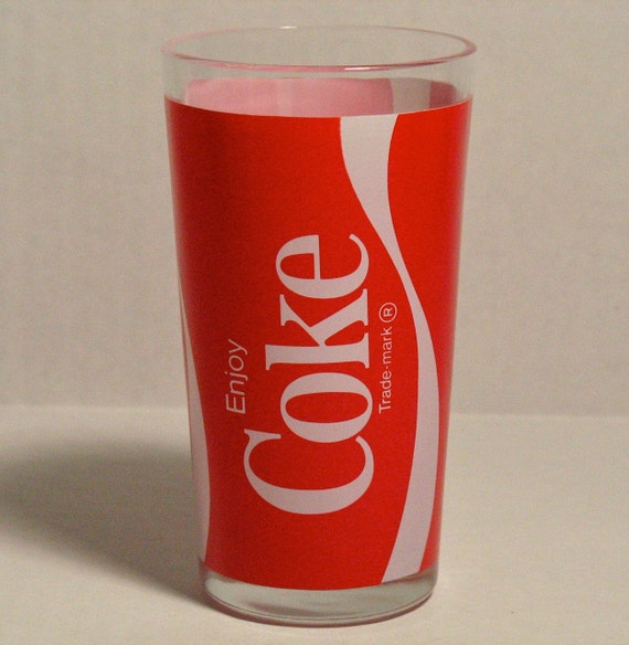 Coca red  cup vintage vintage cola Cola Coke Glass cup logo kitchen 80s coca glassware glass  white