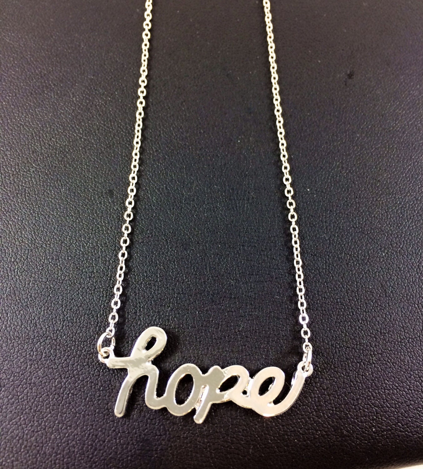 Hope Necklace Silver Hope Pendant Cursive Hope Charm Hope
