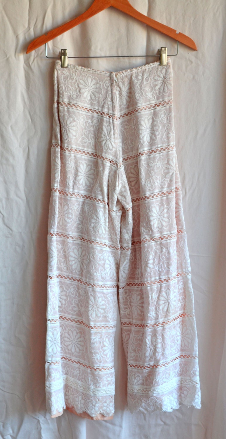 white lace pants suit
