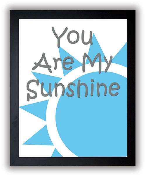 You Are My Sunshine Nursery Art Nursery Print Baby Art Sun Blue Grey Gray Baby Blue Print Boys Wall 
