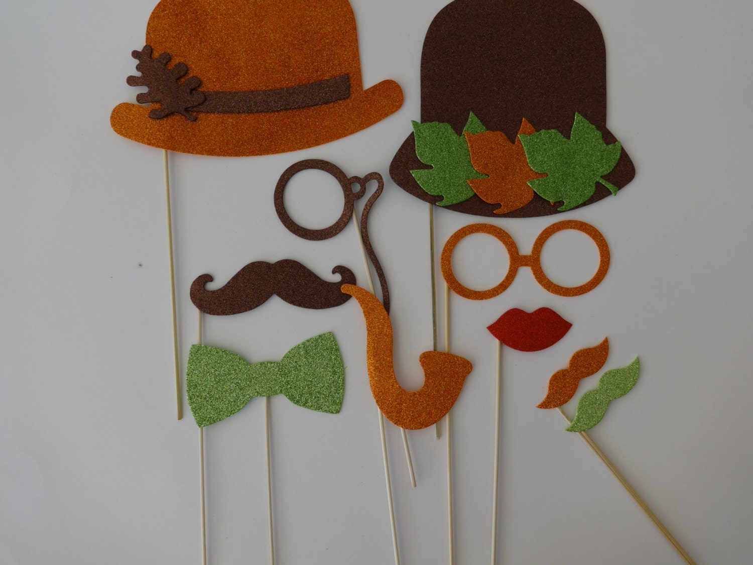 Thankgiving Photo Booth Party Props Fall Leaves autum colors