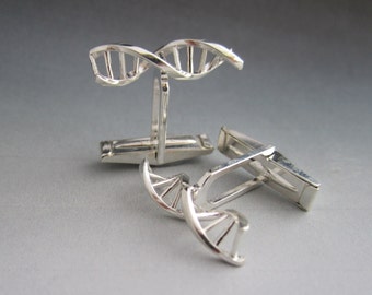 DNA cufflinks sterling silver