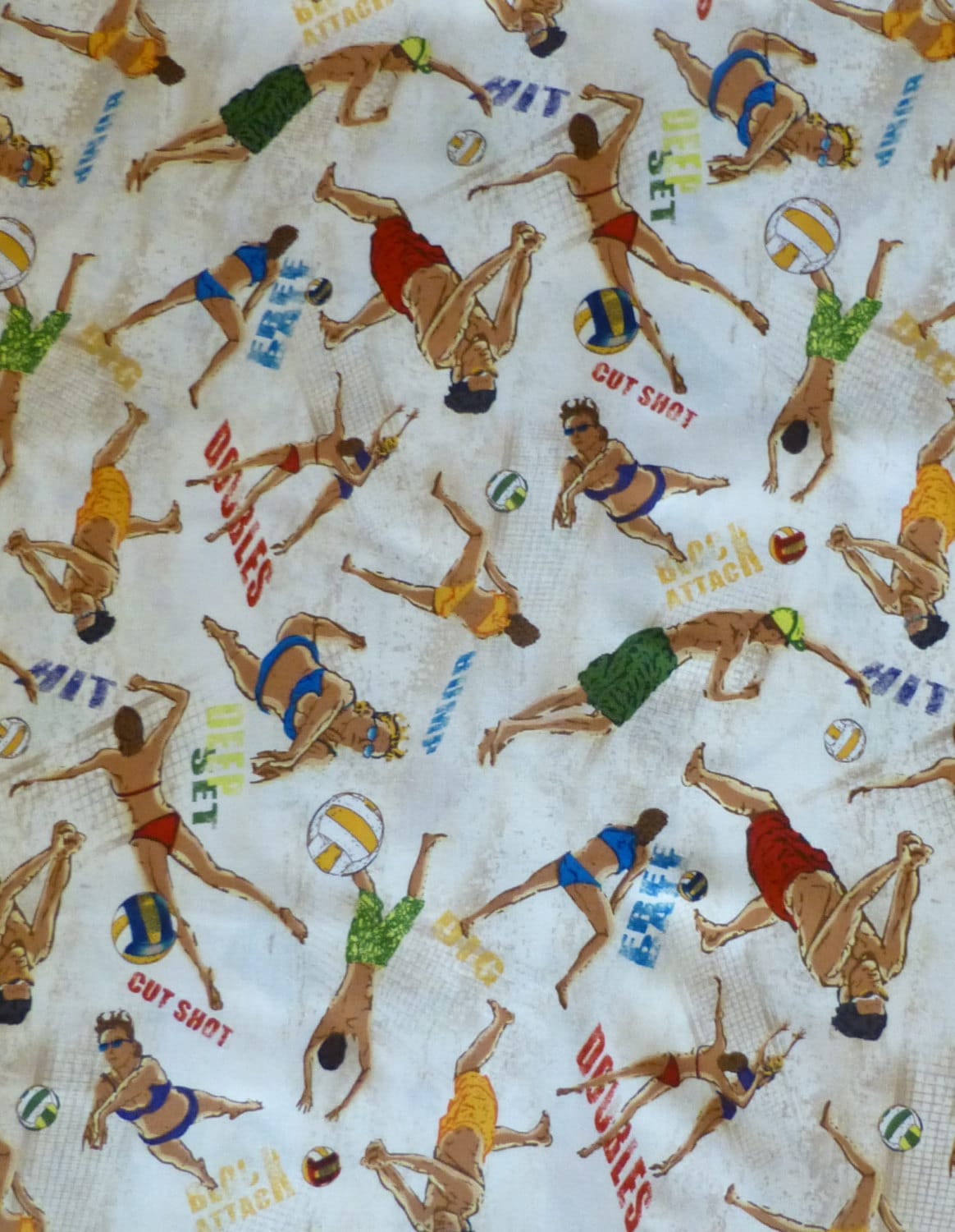 Cotton Fabric Quilt Sports Volleyball Fabric SunSurfSand