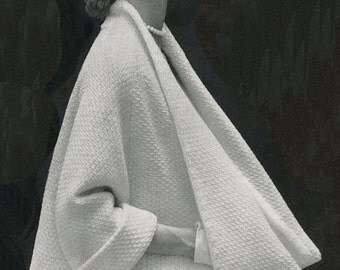 Coat Cape, 1950s Swing Coat, Vintage Knitting Pattern, INSTANT DOWNLOAD PDF