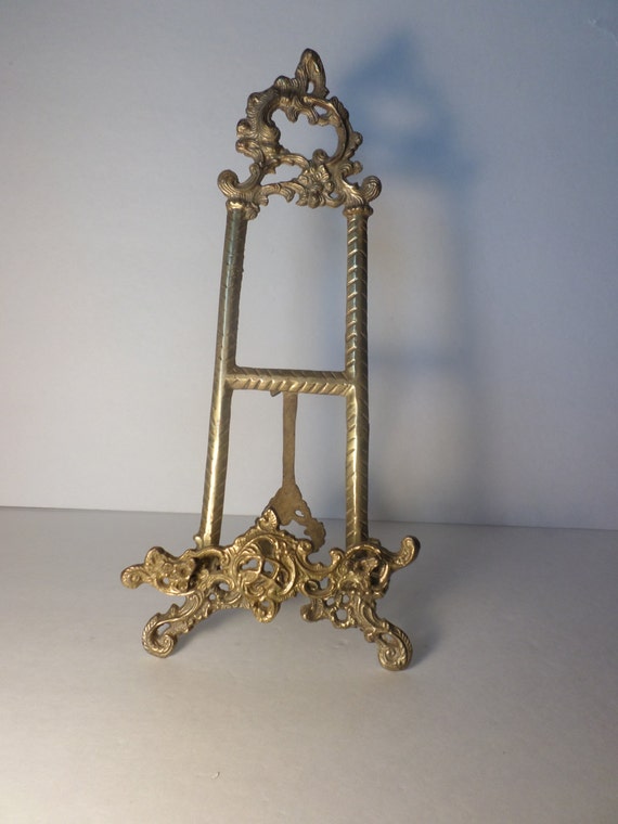 Vintage Large Ornate Brass Plate / Picture Stand