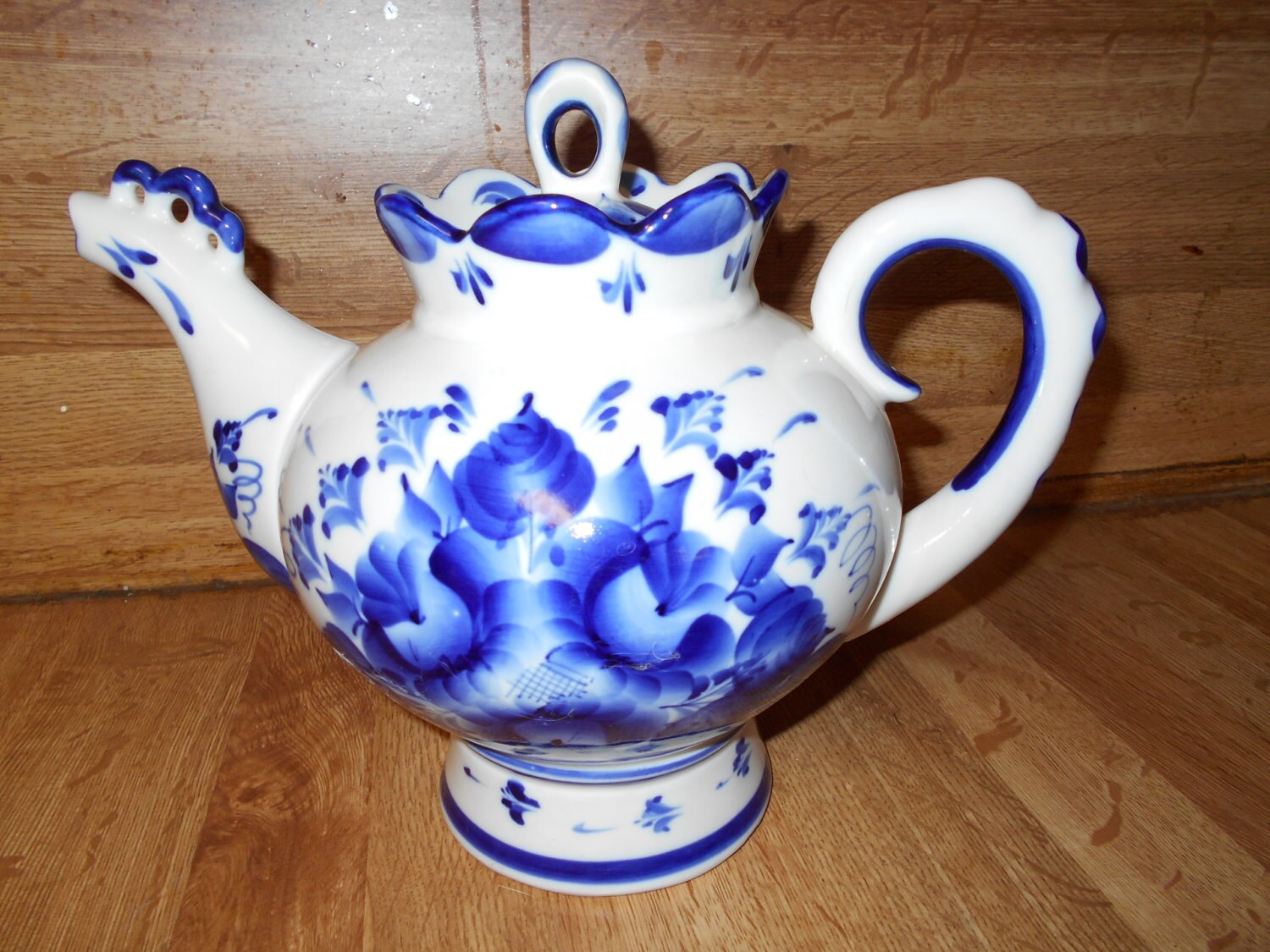 Russian Teapot Large Vintage Cobalt Blue by SETXTreasures on Etsy