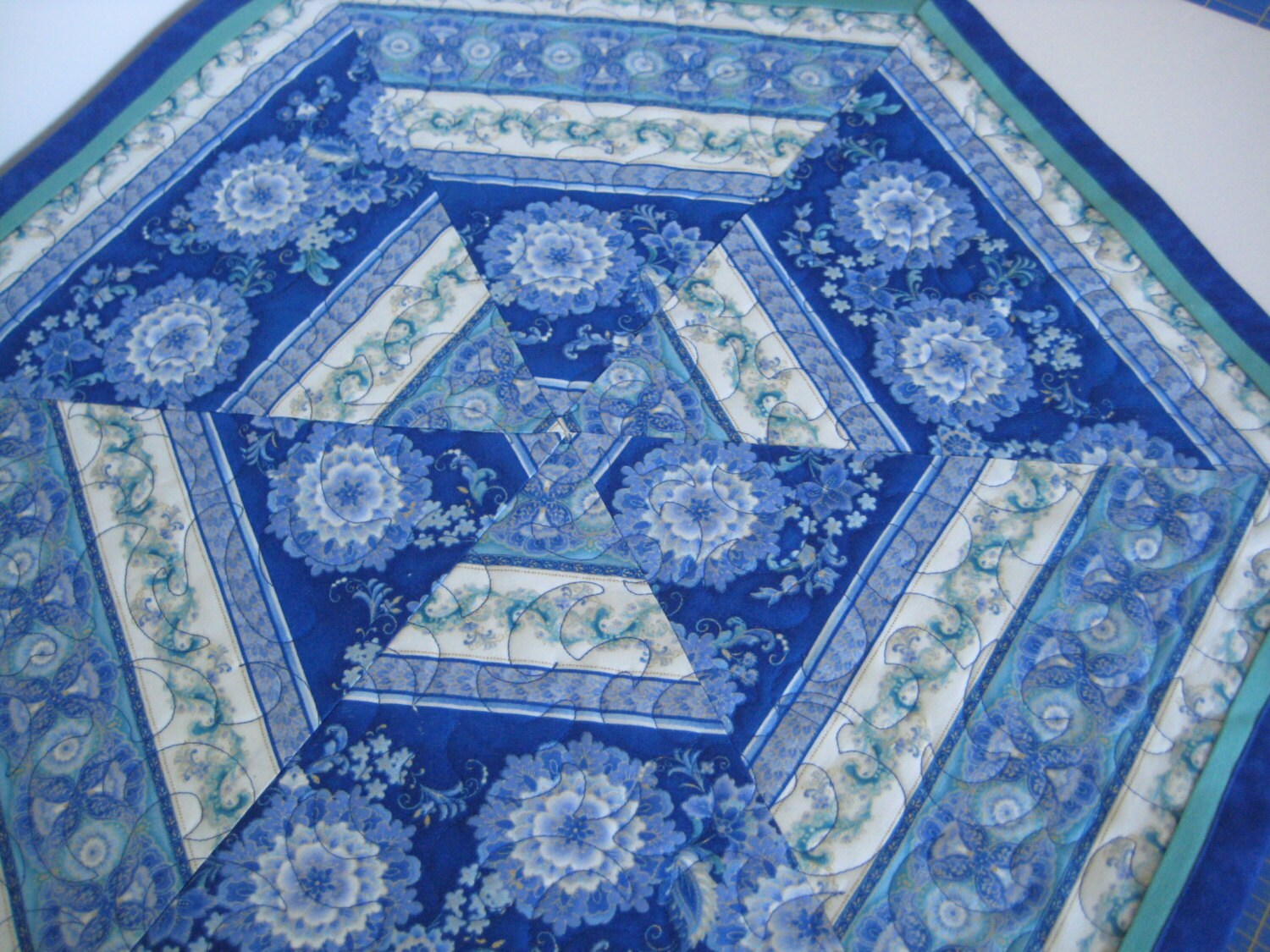 Table Topper Handmade Quilted Hexagon Table Centerpiece