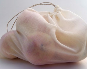 Produce Bags - Reusable, Organic Cotton Produce Bags - Set of 6