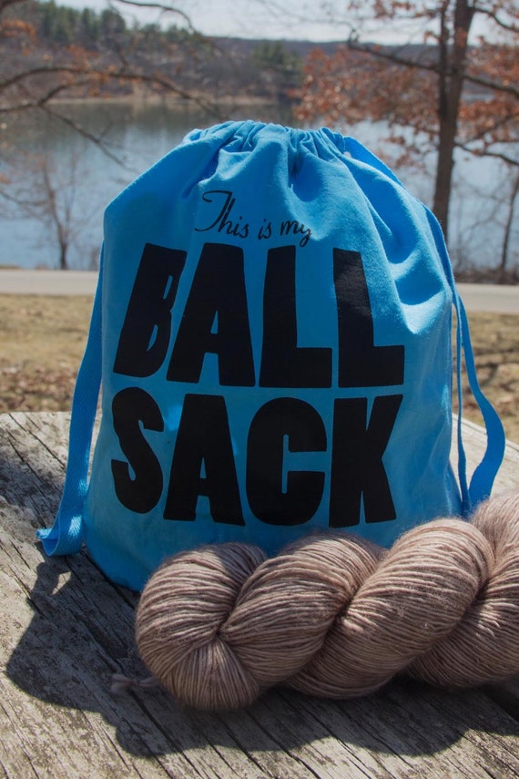 Ball Sack Knitting Project Bag-Large in color Blue by KatKlebenow