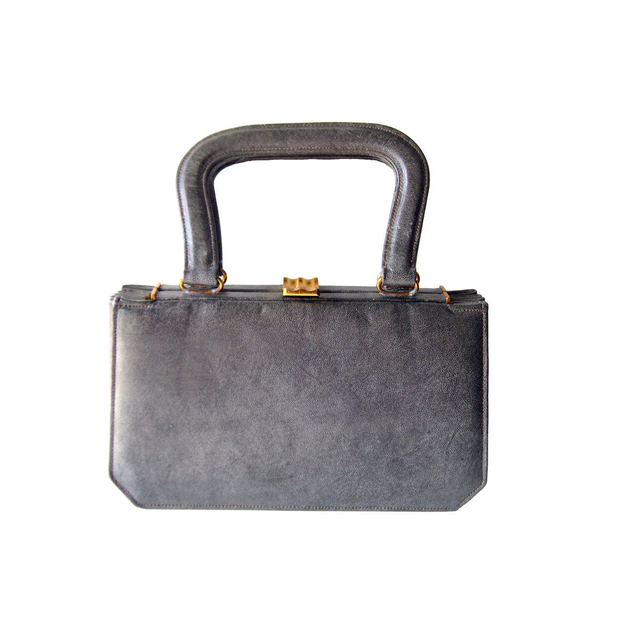 Vintage Milch Leather Accordion Purse Mottled Grey by openslate