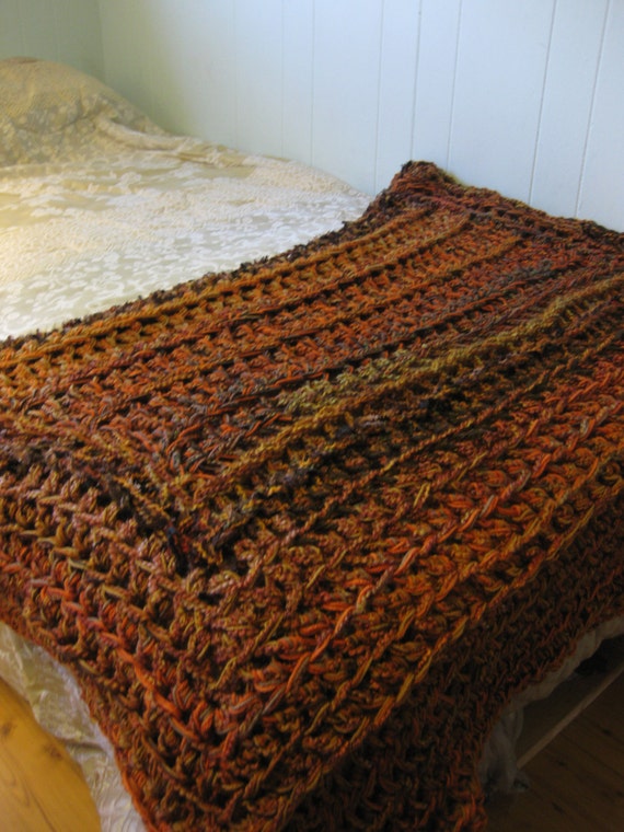 Bronte 100% Wool Blanket Throw Burnt Orange/Turquoise ...