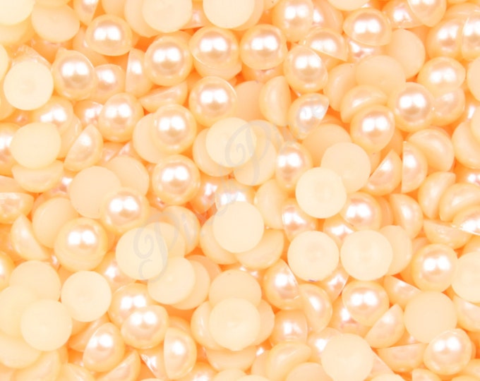 Champagne Half Pearl Gems Flat Back Face Art Nail Art Scrapbook Phone Decoration Cabochon 2mm 3mm 4mm 5mm 6mm 8MM