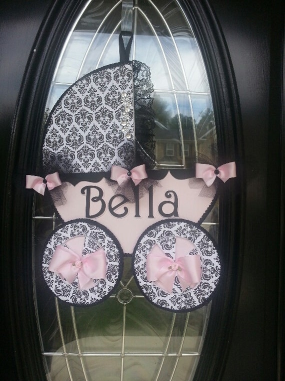 Baby Carriage Door Hanger / Baby girl Door Hanger / Hospital
