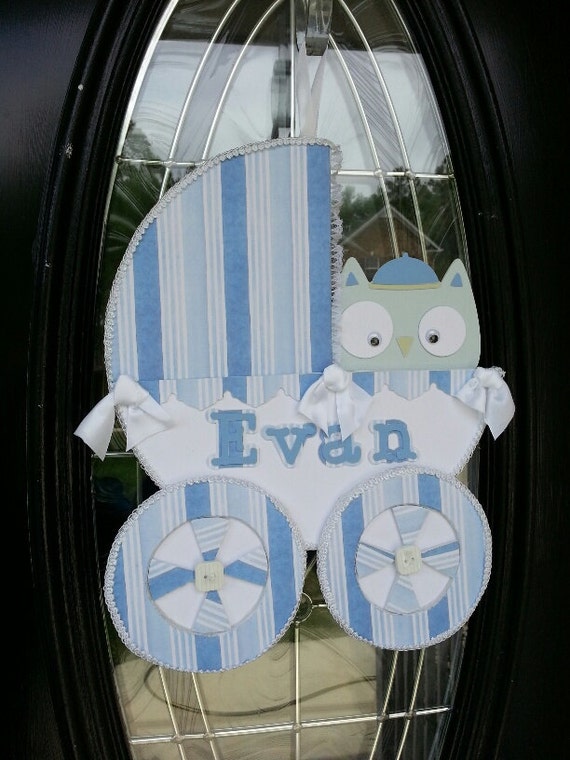 Owl Carriage Door Hanger / Baby Boy Door by