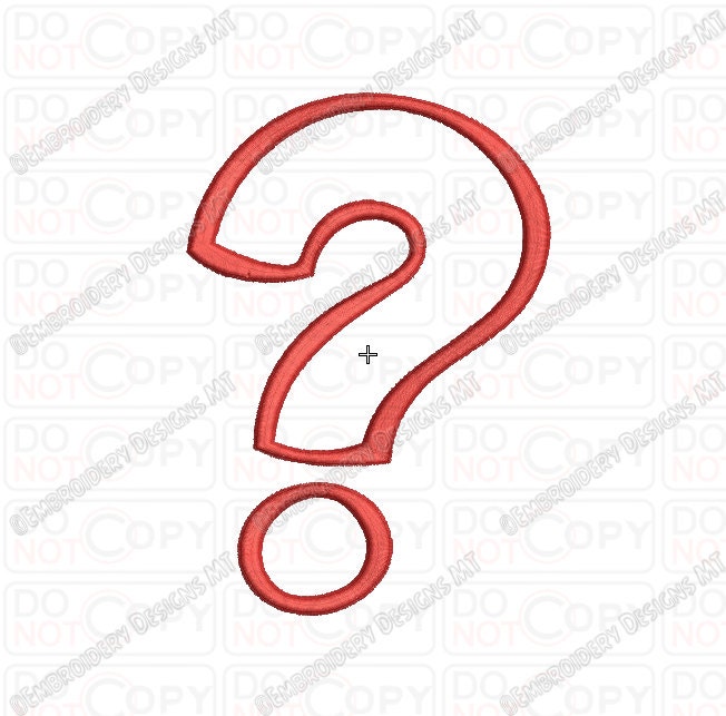 Question Mark Applique Embroidery Design in 3x3 4x4 and 5x7