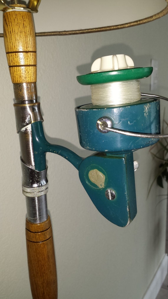 FISHING POLE LAMP Antique Fishing Pole Table Lamp Coastal