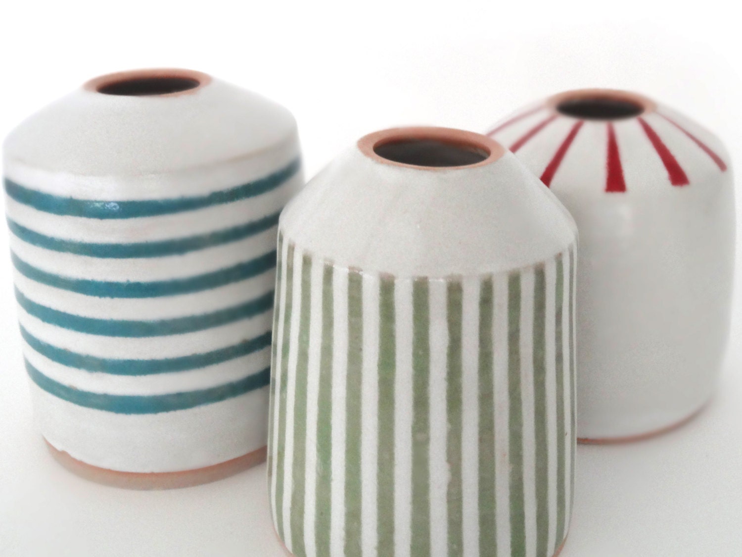 Hand thrown ceramic bud vases by joanlaidigceramics on Etsy
